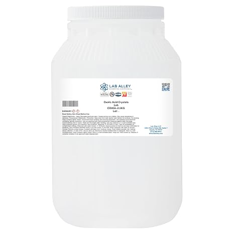 Lab Alley Oxalic Acid, Crystals, Lab Grade, Ideal for Educational Experiments and Research - 2.5 Kilograms