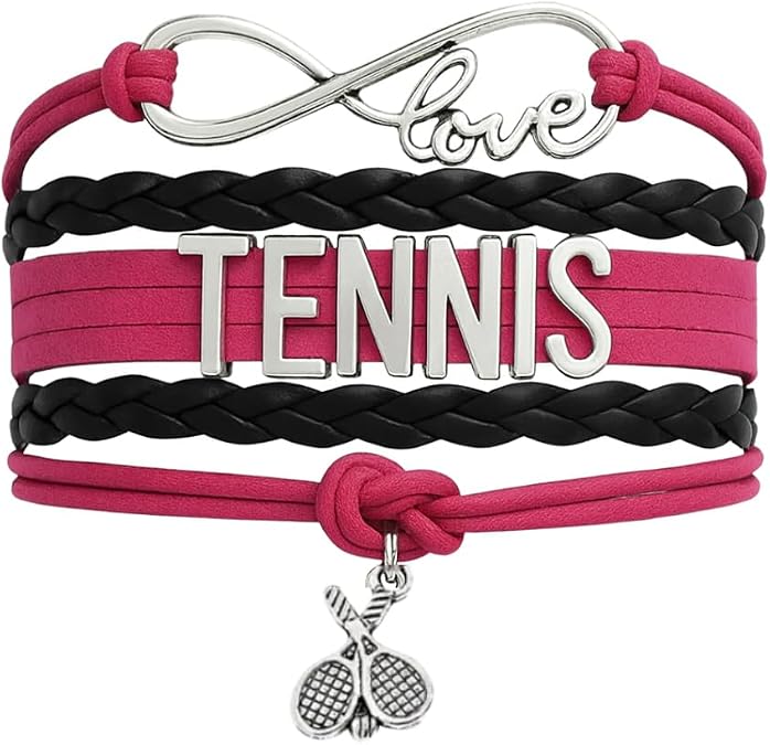 Infinity Collection Tennis Racket Charm Bracelet, Girls Tennis Racquet Jewelry for Girls & Women, Tennis Gifts for Tennis Players, Tennis Charm Birthday Gifts