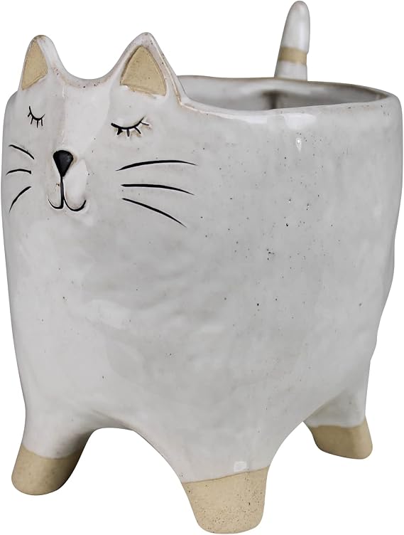 HomArt Cat Cachepot, 6-inch Height, Ceramic