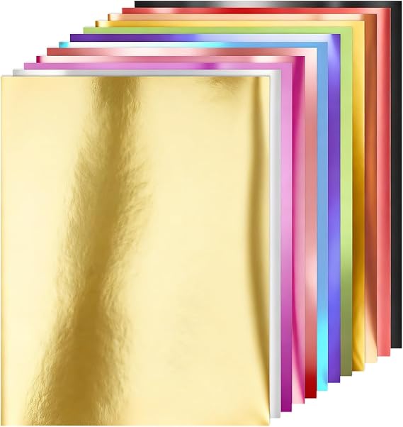 60 Sheets 15 Colors 8.5" x 11" Metallic Foil Paper 120gsm/32lb | Mirror Paper for Crafting Invitations Decorations Scrapbook Supplies