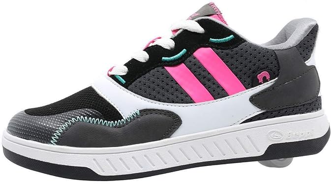 Beppi Roller Sneakers for Girls & Boys Skate Shoes with Wheels Black/Pink, Size 5.5