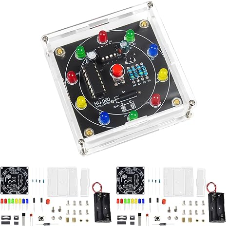 Light Kit Soldering Practice kit DIY Electronic Turntable LED Light-emitting Tube Training Board Handmade Electronics Beginners Learn to Solder Fun Kit for Electronics Training-2set