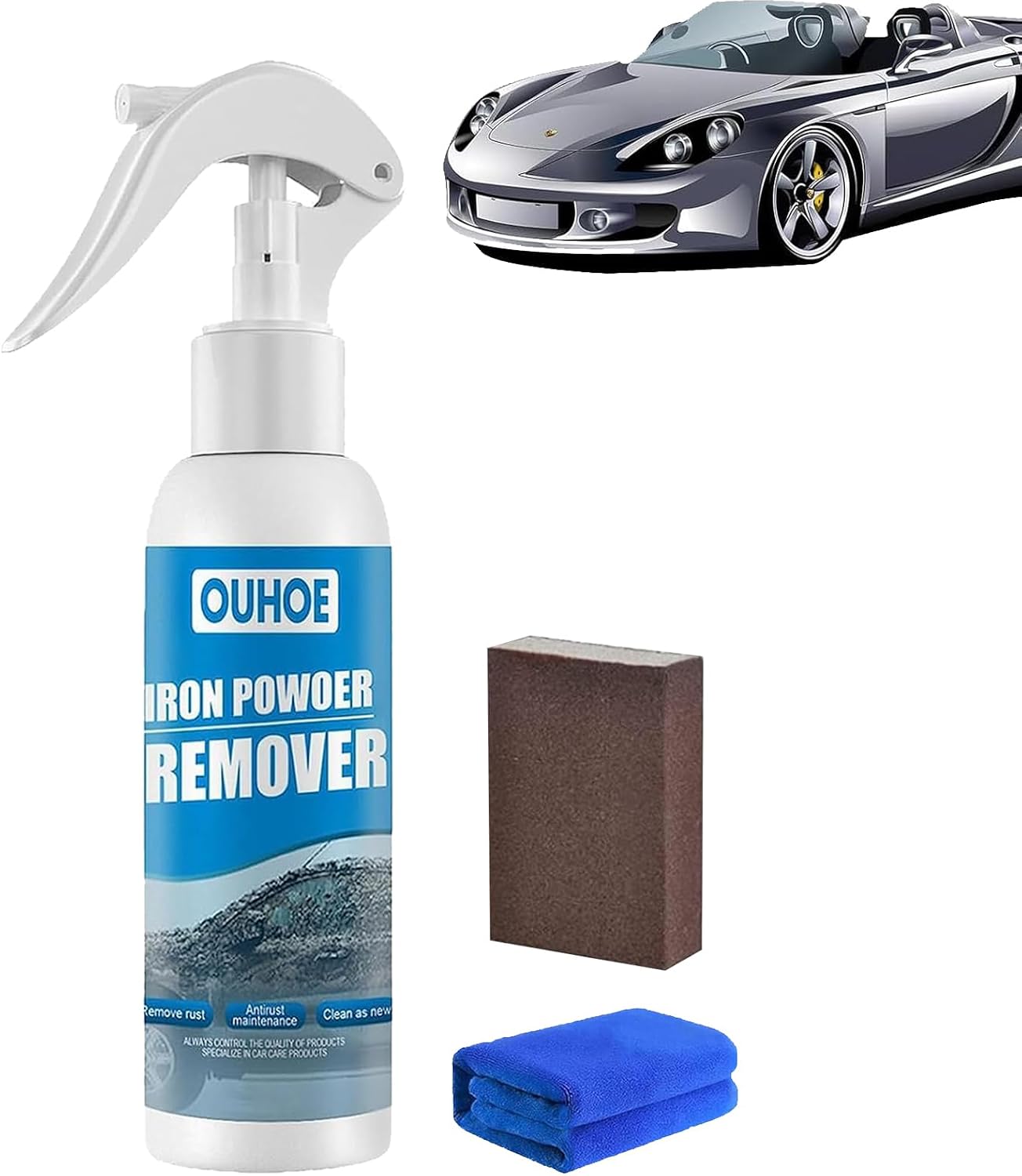 Multi Purpose Rust Remover Spray Ouhoe Iron Powder Remover Car Rust Removal Spray Ouhoe Rust Removal Spray Rust Out Instant Remover Spray (1 Piece 100 ml)