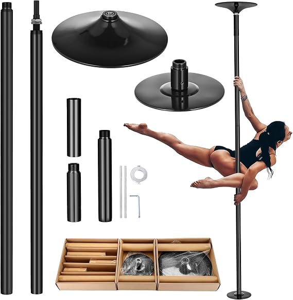 Indoor Pole Dance Pole, 45 mm Heavy Pole Dance Stage, Static & Rotating, Adjustable from 216 to 279 cm, Portable Removable Dances Strip Bar, Dance Bar, Black