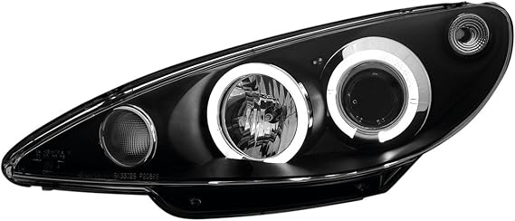 Set Headlights (LHD) compatible with Peugeot 206 2002- incl GTi 1999- Black - incl. Halos