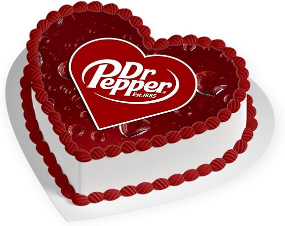 7.5 Inch Edible Cake Topper Red Pepper Soda Drink Heart Dr Inspired Birthday Party Collection of Edible Cake Decorations (5 Inch)
