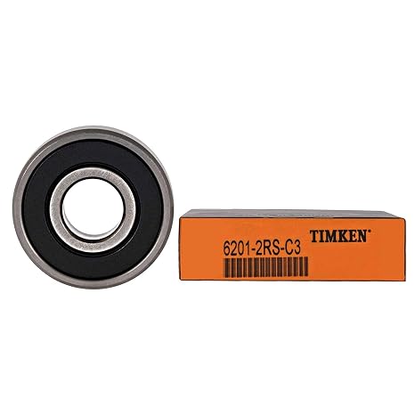 TIMKEN 6201-2RSC3 4 Pcs Double Rubber Seal Bearings 12x32x10mm,C3 Clearance, Pre-Lubricated and Stable Performance and Cost Effective, Deep Groove Ball Bearings.