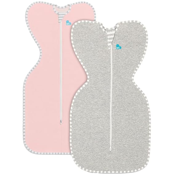Love to Dream Swaddle UP 1.0 TOG Twin Pack - Gray + Dusty Pink, Newborn 5-8.5 lbs, Self-Soothing Swaddles for Newborns