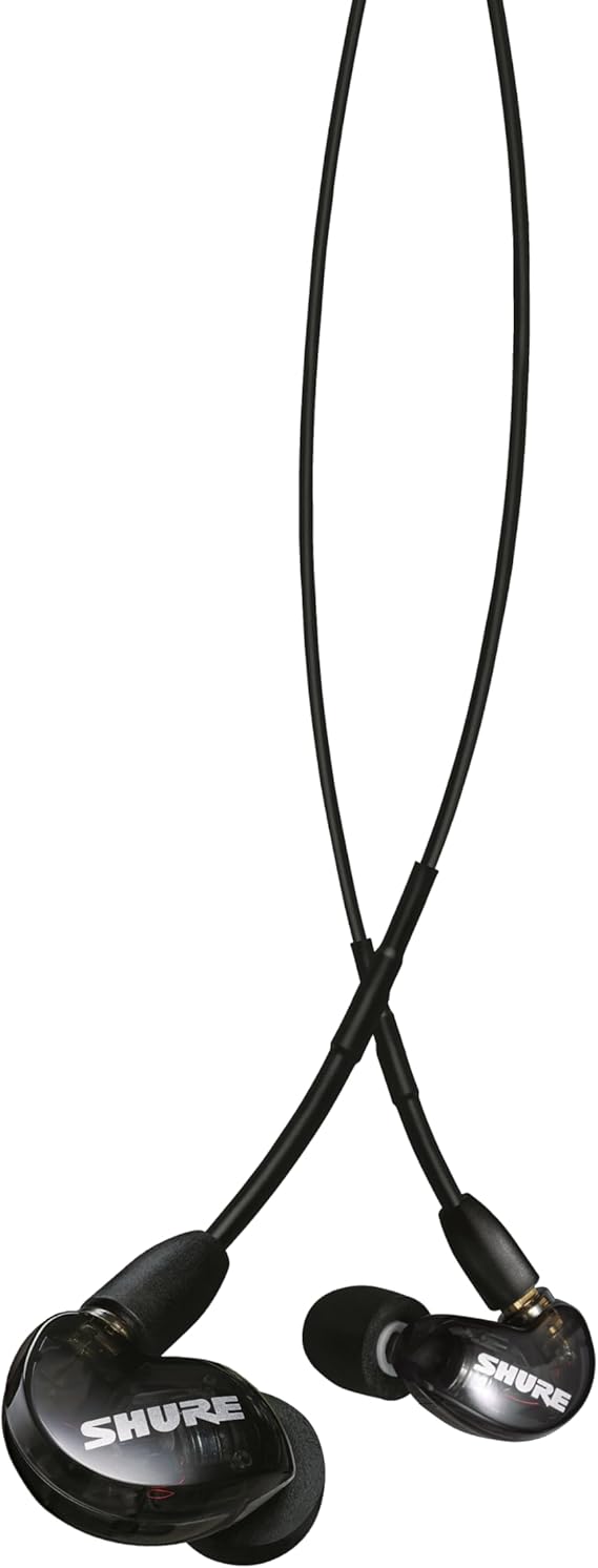 Shure SE215 PRO Sound Isolating Wired Earbuds - Black | Professional in-ear monitors with deep bass, single dynamic driver, secure fit, detachable cable and carrying case