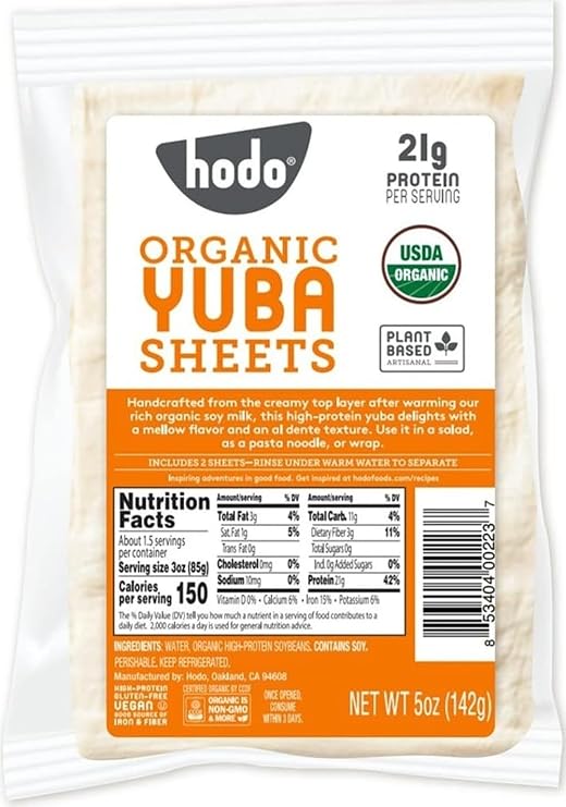 Hodo Tofu Skin | Beancurd Skin | Tofu Sheets | 35g Protein per package | Organic | Yuba Sheets