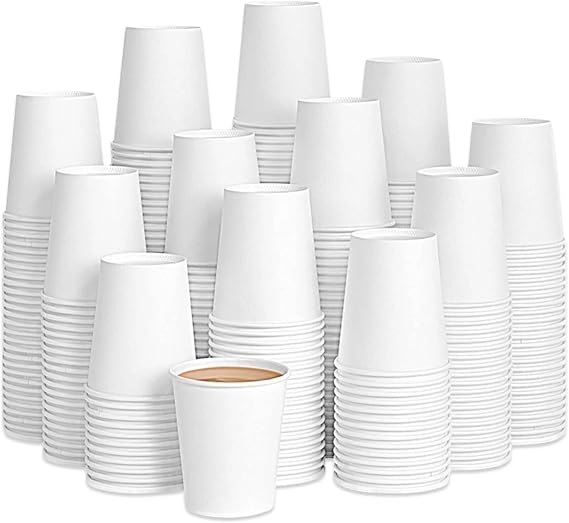1000 Pack 8oz White Disposable Paper Cups – Leak-Resistant Recyclable Coffee Cups for Hot and Cold Drinks | Bulk Supply for Catering, Office, Events, Cafés, and Vending Use