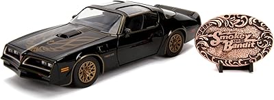 Jada Smokey and The Bandit 1:24 1977 Pontiac Firebird Trans Am Die-cast Car & Belt Buckle, Toys for Kids and Adults