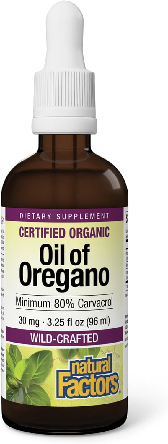 Natural Factors Organic Oil of Oregano 3.25 fl oz, 80% Carvacrol