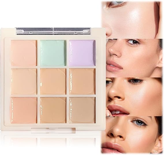 Full Coverage Concealer Palette - Color Correct, Contour, Hydrating Cream for Under Eye Dark Circles & Long-Lasting Glowing Effect
