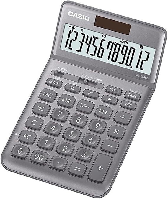 Casio Jw-200Sc-Gy Masa Tipi 12 Hane Hesap Makinesi