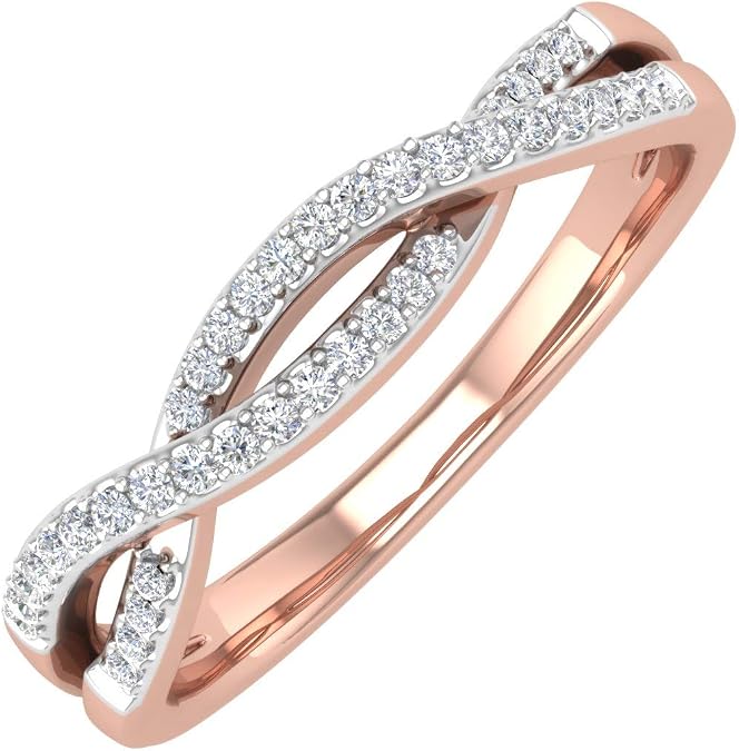 10K Gold Diamond Twisted Wedding Band Ring (0.13 Carat)