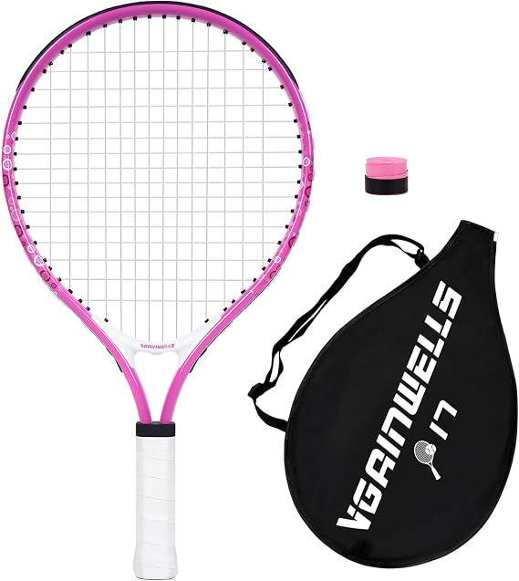 17"-23" Kids Tennis Racket for Aged 2-9, Lightweight and Durable, Including 1 Toddler Tennis Racket and 1 Replacement Grip Tapes