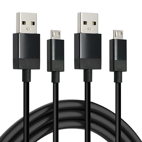 Charger Charging Cable for Xbox One Controller, Micro USB 2.0 Play Data Sync Cord for PlayStation 4, PS4 Slim/Pro Controller, Samsung Galaxy, Android Phone (2 Pack 10 Feet)