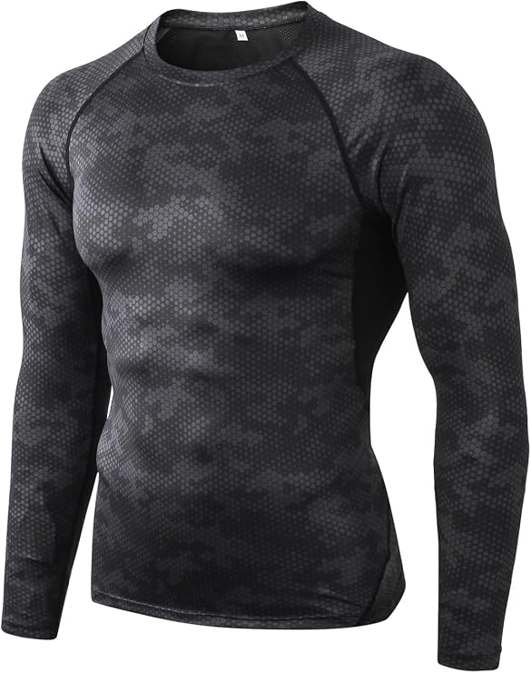 Mens Long Sleeve Compression Shirt 3 Pack Mock Turtleneck Workout Top for Bodybuilding Fitness Gym Running Training