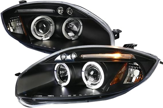Dual Halo Projector Headlights (Black Housing/Clear Lens) Made for and Compatible with 2006-2011 Mitsubishi Eclipse