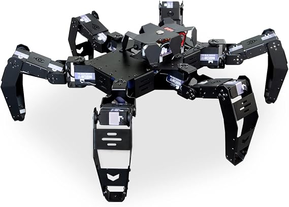 Hexapod Robot Kit for ESP32, STEM Walking Crawling Spider Robot, Supports Arduino C Programming, App RC, Video Transmission, 18DOF Aluminum Alloy Frame Kit with Tutorial