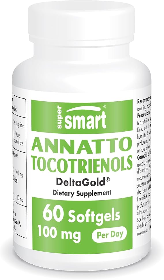 Supersmart - Annatto Tocotrienols 100mg per Day (DeltaGold Vitamin E) - Tocotrienols Supplement | Non-GMO & Gluten Free - 60 Softgels