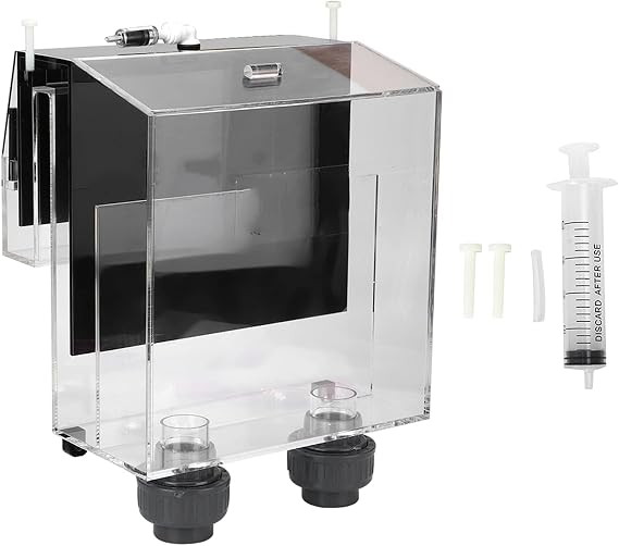 PolyGen Aquarium Sump Overflow Box with Easy Start Syringe for Hang On Setups, Enables Continuous Water Circulation, Clear Acrylic Hang On Overflow Box