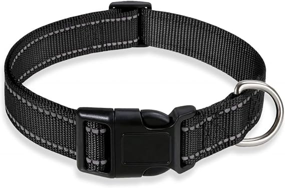 Reflective Nylon Dog Collar with Safety Buckle Nylon Adjustable Classic Puppy Collars Pet Collars with Soft Neoprene Padding for Extra Small and Puppy Dogs (S(2.0 * 30-40CM))