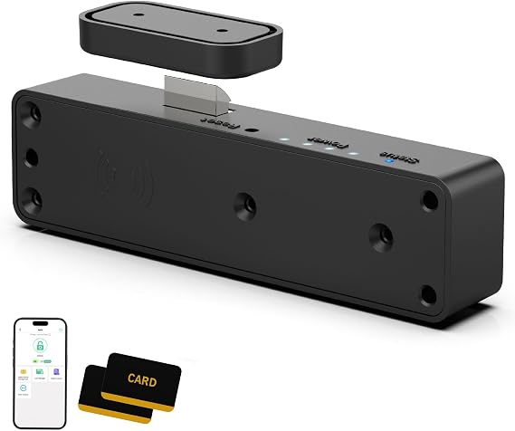 Bestkid キャビネットロック NFC RFIDカード スリム 隠し引き出しロック 子供用安全 お酒 ファイル キッチン パントリー 家具 二層引き出し ドリル不要 ブラック