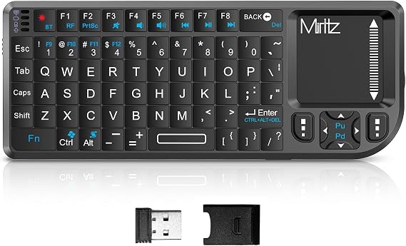 Mini Keyboard with Touchpad, Bluetooth &2.4G Dual Mode & Backlit, USB-C Rechargeable, Compatible with iPad, Mac, Windows, Android - Ultra-Thin Portable for Travel, Office, Home - Black