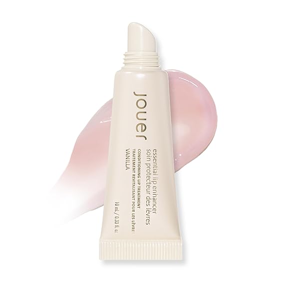 Jouer Essential Vegan Lip Enhancer - Plumping Lip Gloss - Enhancing Lip Conditioner - Moisturize, Plump, Nourishing Lip Care - Jojoba Seed Oil & Maxi Lip Formula for Moisturizing & Fullness, Vanilla
