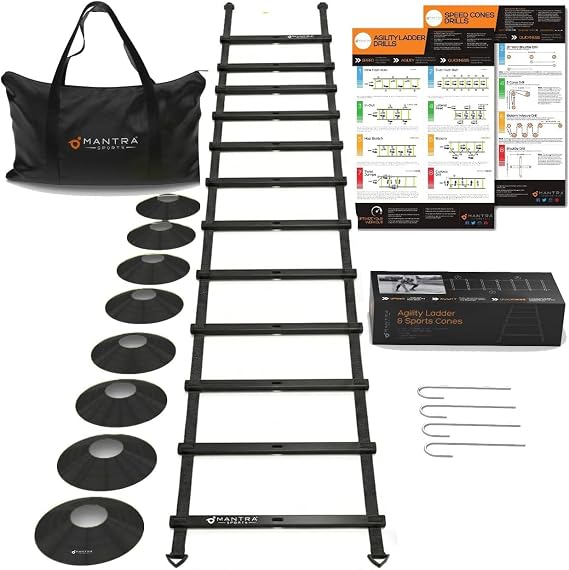 Football Training Equipment for Kids, Agility Ladder & Football Cones for Football Training, Football Training Cones Training Set, Goalkeeper Training Equipment & Football Coaching Equipment for Rugby