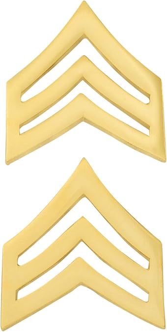 Smith & Warren 1"H Sergeant Chevrons Collar Brass Rank Insignia Gold Finish Police Military Uniform pin