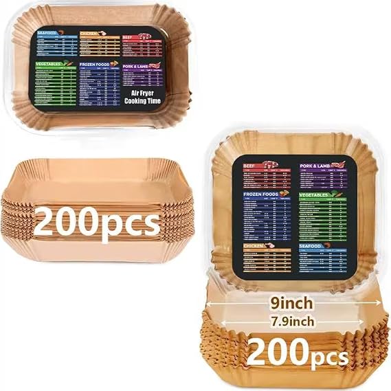 200PCS Air Fryer Liners: Non-Stick Disposable Parchment Paper Liner