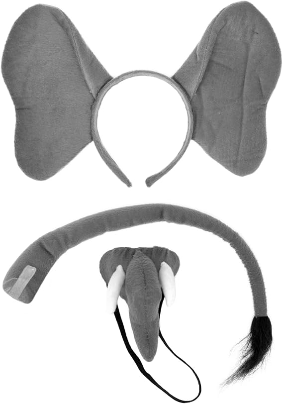 Squirrel Products Elephant Headband Costume Accessory Set | Fits Adults and Kids, Tail, Trunk, Headband Ears, Costume, Dressup, Halloween