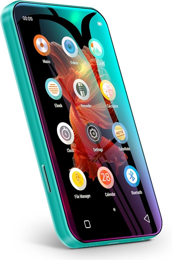 TIMMKOO 72GB MP3 Player with Bluetooth, 4.0" Full Touchscreen Mp4 Mp3 Player with Speaker, Portable HiFi Sound Music Player with Voice Recorder, Can't Install/Download Any New Apps (Blue,without WIFI)