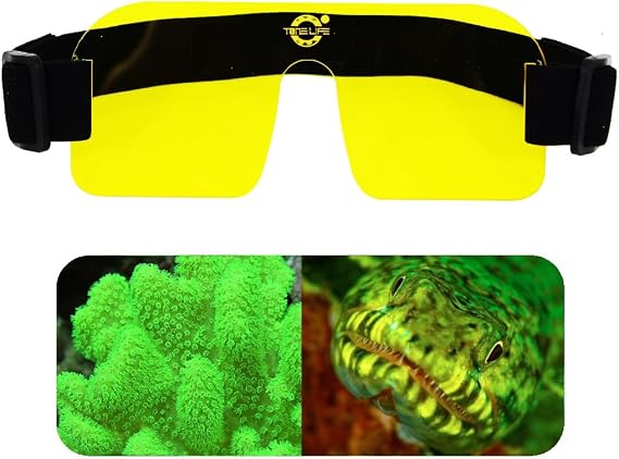 Nightsea Mask Filter Underwater Flouro Dive Accessory Fluorodiving Yellow Barrier Filter for Mask Yellow Color Filter with Elastic Strap for Diving Mask - Fluoro Diving Blue Video Lights