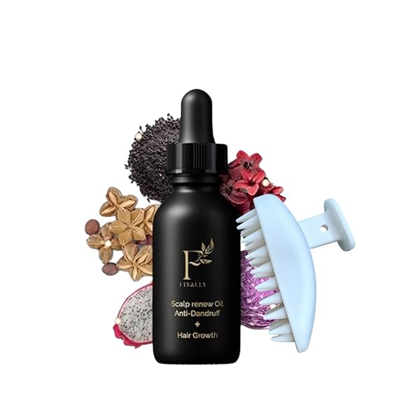 Natural Scalp Oil Set for Fuller Hair & Itchy Dry Scalp Relief. Hair Oil for Growth & Dandruff Botanical Hair Loss Treatment w/Hibiscus Oil, Hair Strengthening by Finally