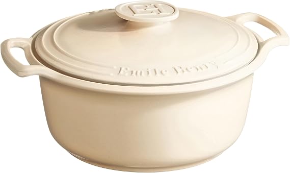 Emile Henry Made in France SUBLIME Ceramic 6 qt. Round Dutch Oven, Creme