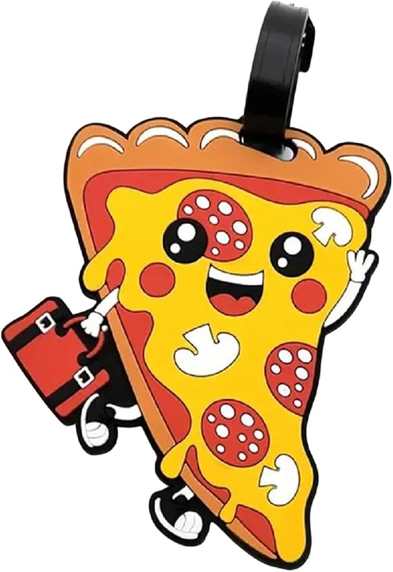 Cartoon Pizza Silicone Luggage Tag