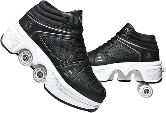 Double-Row Deform Wheel Automatic Walking Shoes Invisible Deformation Roller Skate 2 in 1 Removable Pulley Skates Skating Parkour