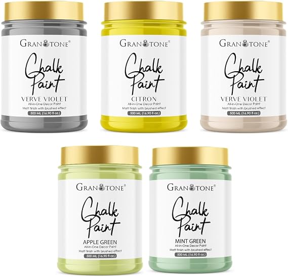 GRANOTONE Chalk Paint Multipack 500 ML | Eco Friendly Matt Finish Acrylic Paint for Furniture Home Decor DIY Wood Metal Fabric