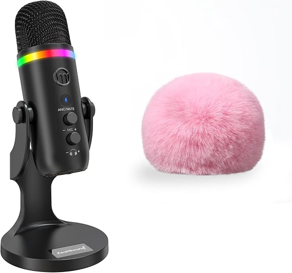 ZealSound USB Microphone k66pro and Furry Windscreen d65p Bundle