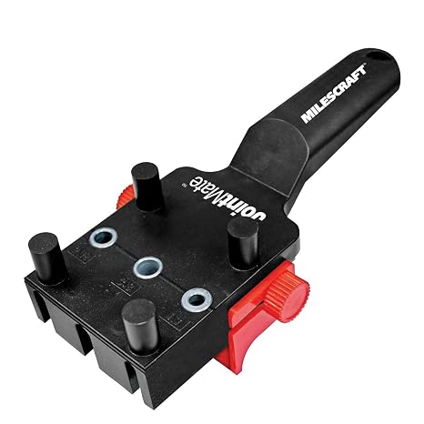Milescraft 1382 JointMate (Metric) Self-Centering Handheld Dowel Jig with 3 Metal Bushing Sizes (6mm, 8mm, 10mm) - Complete Doweling Jig Kit with all Accessories