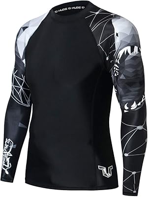 HUGE SPORTS Mens Swim Shirts Long Sleeve UPF 50 Rash Guard Sun Shirts UV Sun Protection