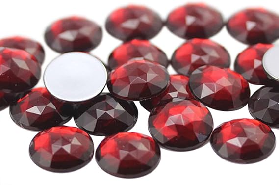 Allstarco 25mm (1") Red Ruby Round Flat Back Acrylic Gems, 20 PCS