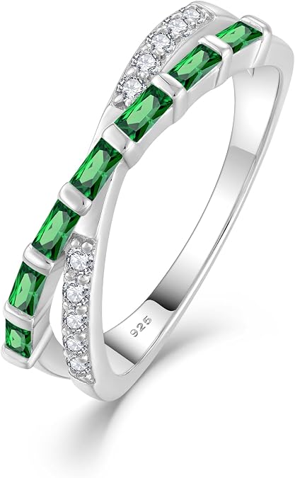 Birthstone Rings for Women 925 Silver Stackable Ring Size 5-10