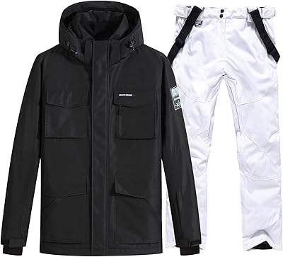 Mens Ski Suits Windproof Snowboard Ski Jacket and Pants Set Insulated Snowsuit Winter Warm Snowboarding Snow Jackets