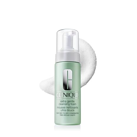 Clinique 3-Step Extra Gentle Mild Cleansing Foam Face Cleanser | For Dry + Sensitive Skin | Non-Irritating, Cleansing + Comforting, 4.2 Fl Oz