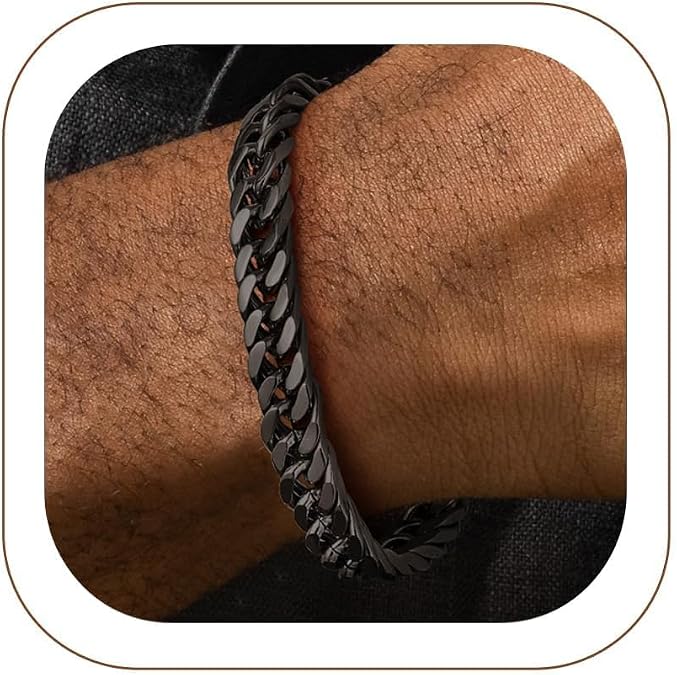 FaithHeart Mens Stainless Steel Cuban Link Bracelet, Tarnish Resistant